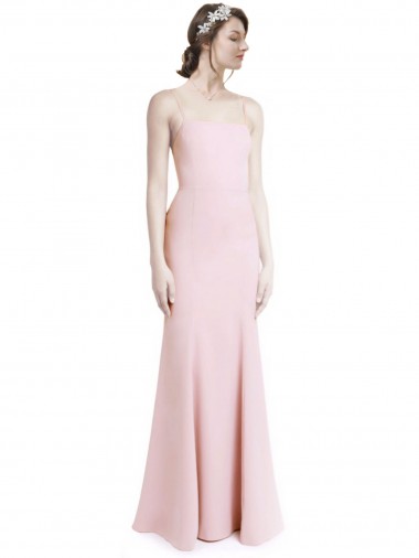 Long Sleeveless Stretch Crepe Pink Mermaid Sheath Prom Dress Canada Online