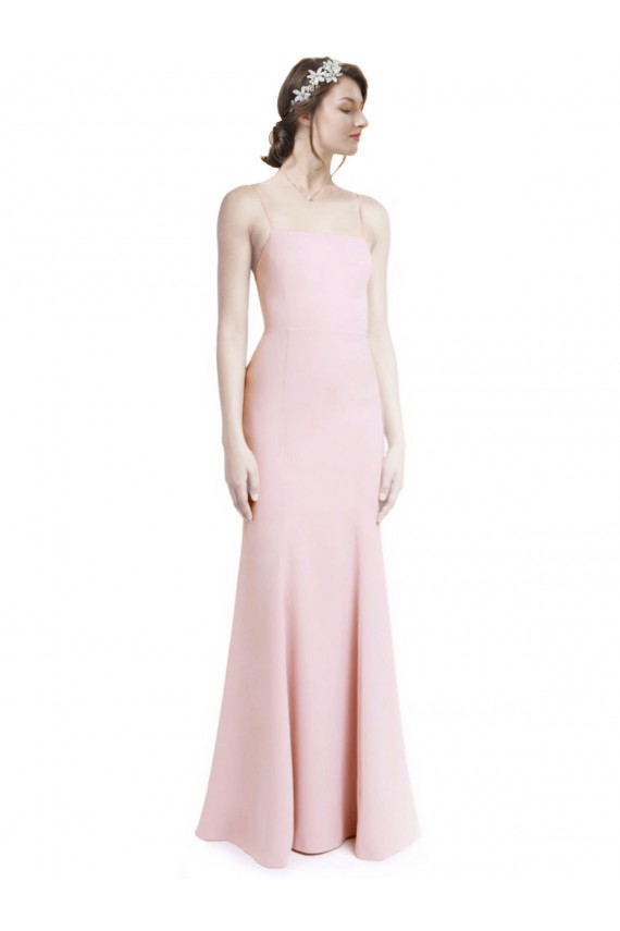 Long Sleeveless Stretch Crepe Pink Mermaid Sheath Prom Dress Canada Online