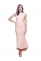 Midi Length Sleeveless Stretch Crepe Pink Sheath High Low Prom Dress Canada Online