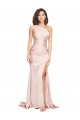 Long Sleeveless Silky Satin Pink Sheath Black Tie Prom Dress Canada Online