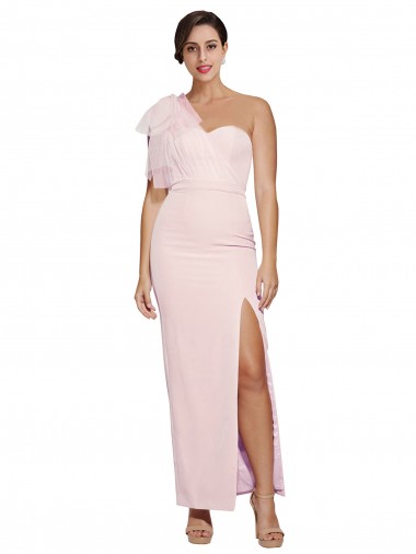 Long Sleeveless Stretch Crepe Pink Sheath Low Back Prom Dress Canada Online