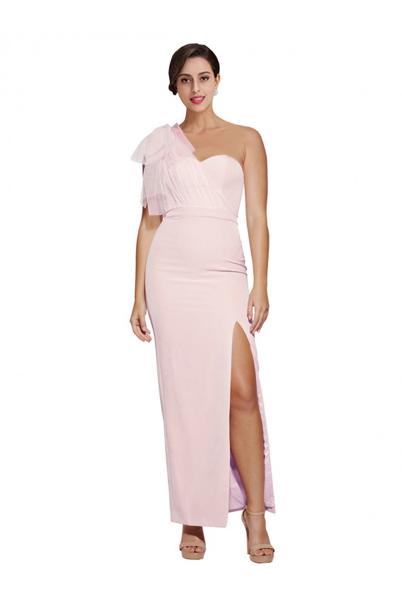 Long Sleeveless Stretch Crepe Pink Sheath Low Back Prom Dress Canada Online