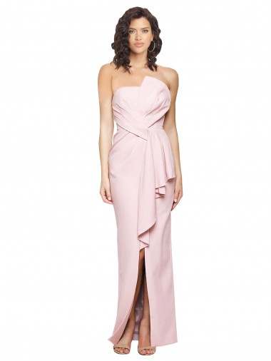 Long Sleeveless Stretch Crepe Pink Sheath Prom Dress Canada Online