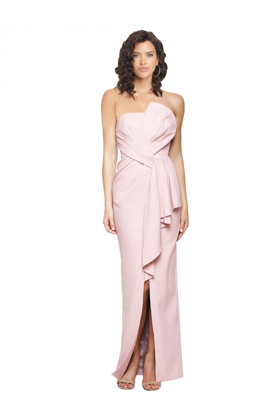 Long Sleeveless Stretch Crepe Pink Sheath Prom Dress Canada Online