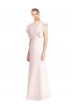 Long Cap Sleeves Stretch Crepe Pink Trumpet Prom Dress Canada Online