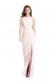 Long Sleeveless Stretch Crepe Pink Trumpet Open Back Prom Dress Canada Online