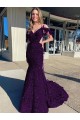 Court Train Sleeveless Velvet Sequin Plum Purple Sheath Prom Dress Canada Online