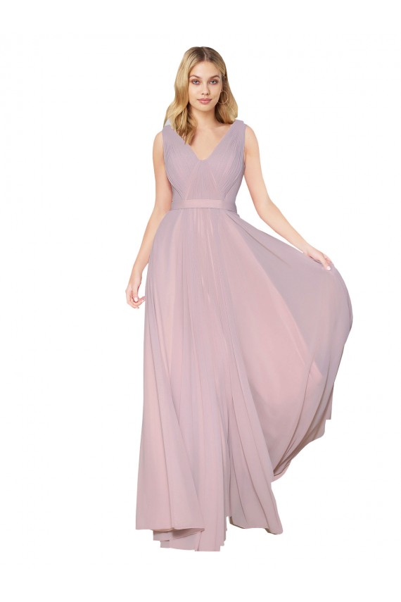 Long Sleeveless Soft Chiffon Primrose A-Line Prom Dress Canada Online