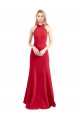 Long Sleeveless Stretch Crepe Red Halter Neck A-Line Prom Dress Canada Online