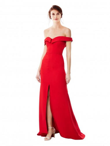 Long Sleeveless Stretch Crepe Red A-Line Prom Dress Canada Online