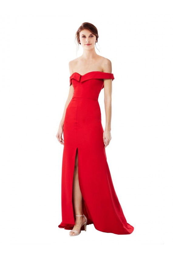 Long Sleeveless Stretch Crepe Red A-Line Prom Dress Canada Online
