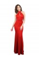 Long Sleeveless Stretch Satin Red Halter Neck Mermaid Prom Dress Canada Online