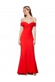 Long Sleeveless Stretch Crepe Red Off the Shoulder High Neck Prom Dress Canada Online