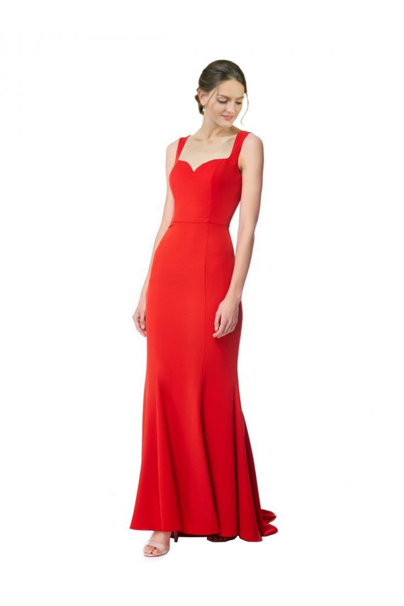 Long Sleeveless Stretch Crepe Red Sweetheart High Neck Prom Dress Canada Online