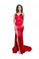 Long Sleeveless Stretch Satin Red Mermaid Low Back Prom Dress Canada Online