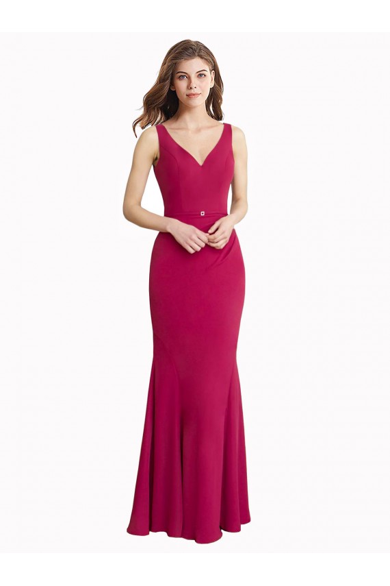 Long Sleeveless Soft Chiffon Red Mermaid Prom Dress Canada Online