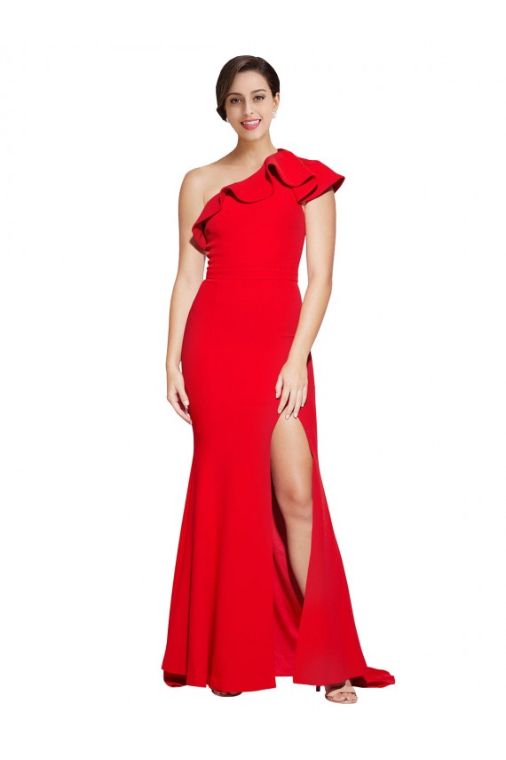 Sweep Train Sleeveless Stretch Crepe Red Sheath Prom Dress Canada Online