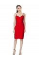 Cocktail Length Sleeveless Stretch Crepe Red Sweetheart Sheath Prom Dress Canada Online