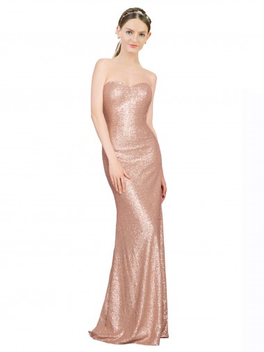 Long Sleeveless Sequin Rose Gold A-Line Prom Dress Canada Online