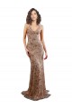 Long Sleeveless Stretch Crepe & Sequin Tulle Rose Gold Mermaid Prom Dress Canada Online