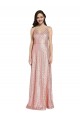 Long Sleeveless Sequin Rose Gold Sheath Low Back Prom Dress Canada Online