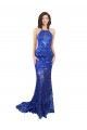 Long Sleeveless Lace Royal Blue Mermaid Prom Dress Canada Online