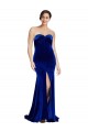 Sweep Train Sleeveless Stretch Velvet Royal Blue Mermaid Prom Dress Canada Online