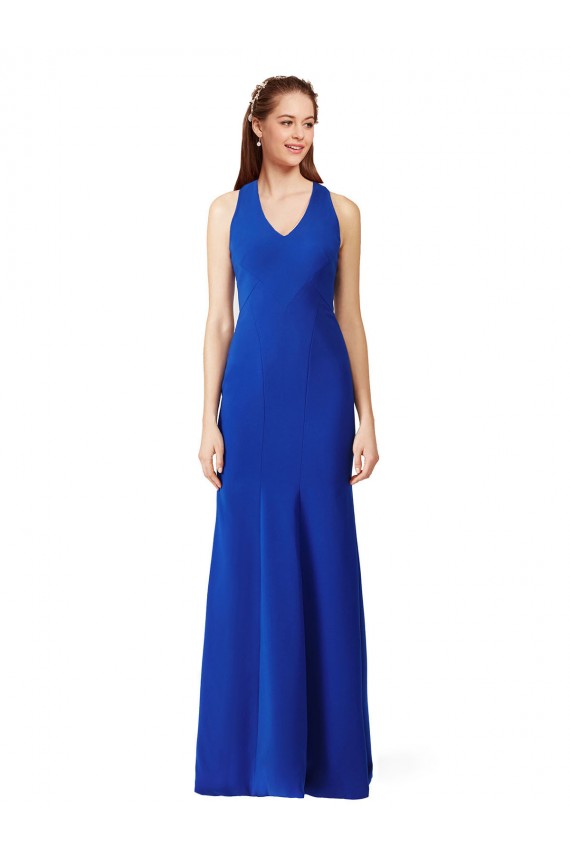 Long Sleeveless Stretch Crepe Royal Blue V-Neck Mermaid Prom Dress Canada Online