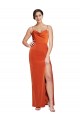 Sweep Train Sleeveless Stretch Satin Rust Sheath Prom Dress Canada Online