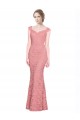 Long Sleeveless Lace Salmon Mermaid Prom Dress Canada Online