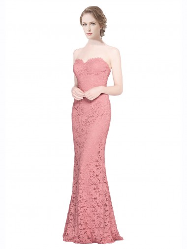 Long Sleeveless Lace Salmon Mermaid Sweetheart Prom Dress Canada Online