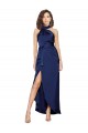 Long Sleeveless Silky Satin Sapphire A-Line High Low Prom Dress Canada Online
