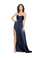 Long Sleeveless Silky Satin Sapphire Sweetheart A-Line Prom Dress Canada Online
