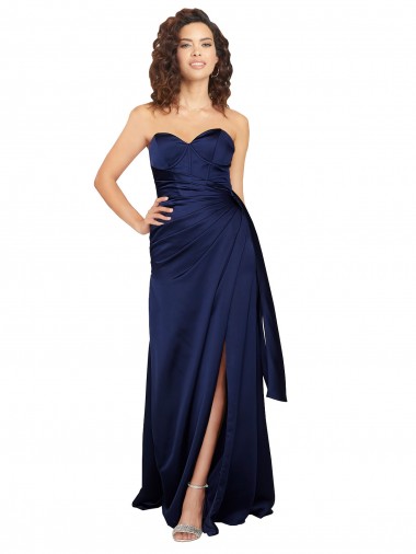 Long Sleeveless Silk like Satin Sapphire A-Line Prom Dress Canada Online
