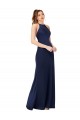 Long Sleeveless Silky Satin Sapphire Sheath Prom Dress Canada Online