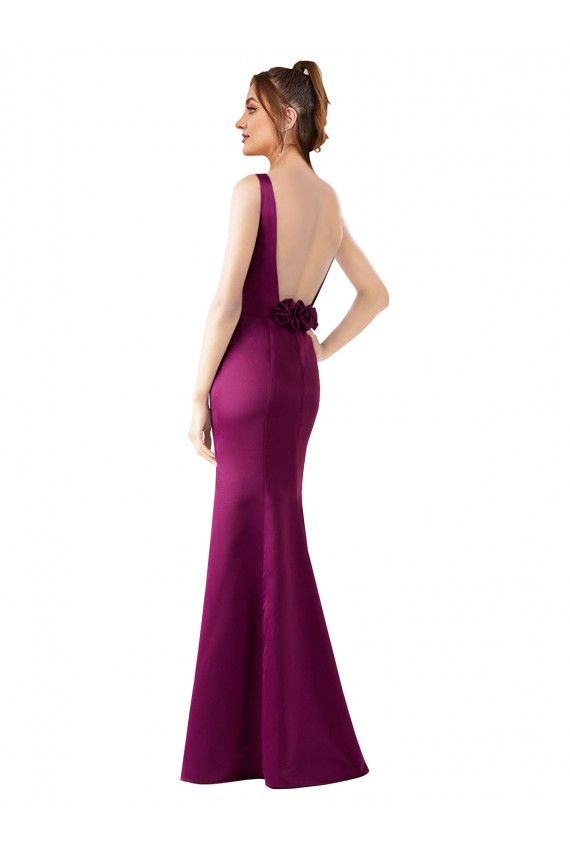 Long Sleeveless Satin Merlot Sheath Black Tie Prom Dress Canada Online
