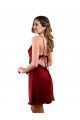 Midi Length Sleeveless Silky Satin Burgundy Sheath Prom Dress Canada Online