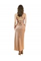 Midi Length Sleeveless Silky Satin Rose Gold Sheath Prom Dress Canada Online