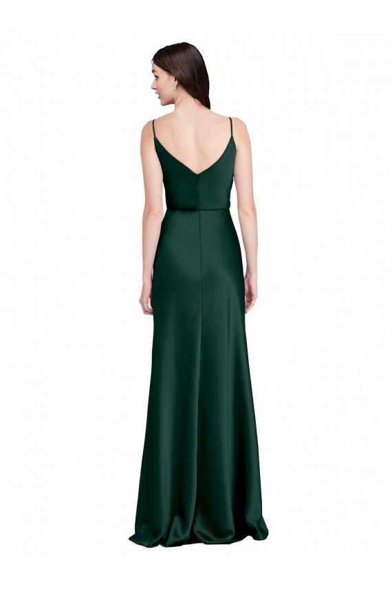 Long Sleeveless Stretch Satin Hunter Sheath Black Tie Prom Dress Canada Online