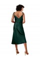 Midi Length Sleeveless Stretch Satin Hunter Sheath Black Tie Prom Dress Canada Online