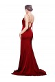 Sweep Train Sleeveless Stretch Satin Burgundy Sheath Black Tie Prom Dress Canada Online