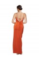 Sweep Train Sleeveless Stretch Satin Rust Sheath Prom Dress Canada Online