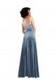 Long Sleeveless Stretch Velvet Dusty Blue Cowl Neck Sheath Prom Dress Canada Online