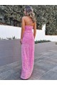 Long Sleeveless Velvet Sequin Sheath Halter Neck Prom Dress Canada Online