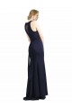 Long Sleeveless Stretch Crepe Dark Navy Sheath Black Tie Prom Dress Canada Online