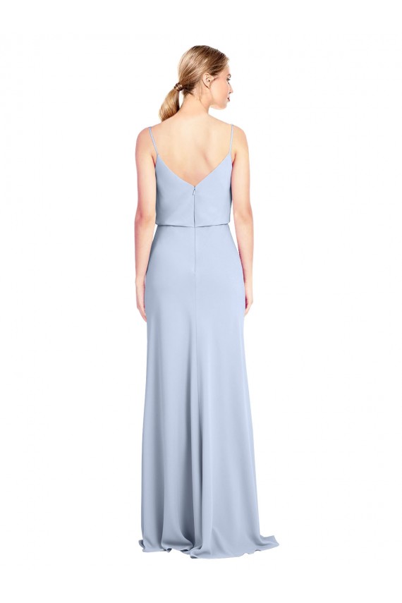 Long Sleeveless Stretch Crepe Light Sky Blue Sheath V-Back Prom Dress Canada Online