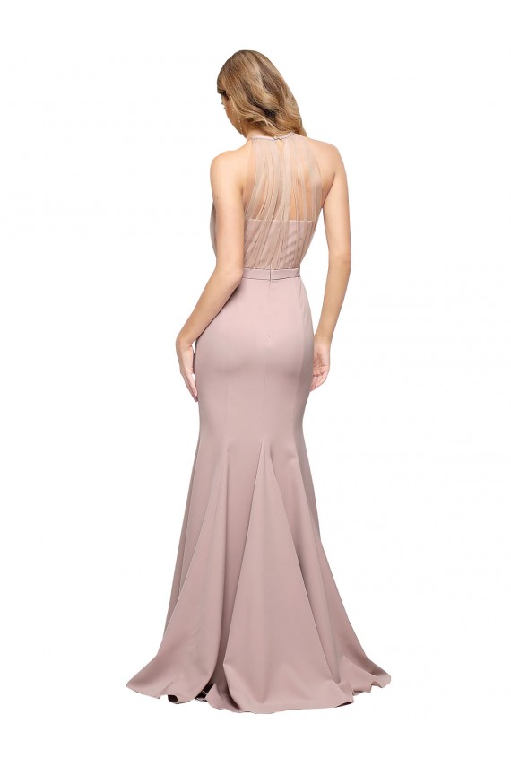 Sweep Train Sleeveless Stretch Crepe Dusty Pink Sheath Prom Dress Canada Online