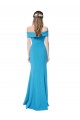 Long Sleeveless Stretch Crepe Peacock Blue Sheath Prom Dress Canada Online