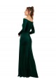 Long Long Sleeves Stretch Velvet Dark Green Sheath Prom Dress Canada Online