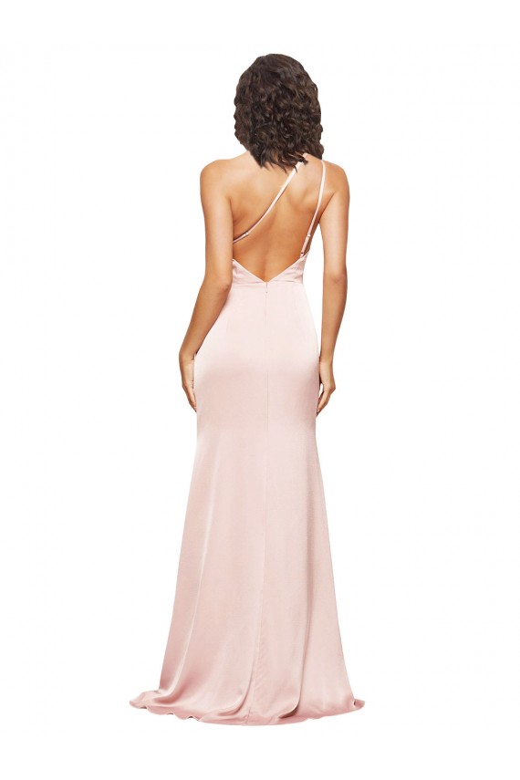 Long Sleeveless Silky Satin Pink Sheath Prom Dress Canada Online